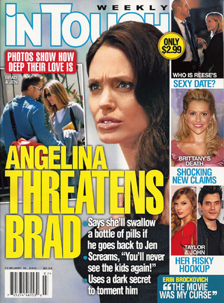 Illustration for article titled This Week In Tabloids: Angie Has "Claws" In Johnny; Taylor Swift Sleeps In Mayer's Suite